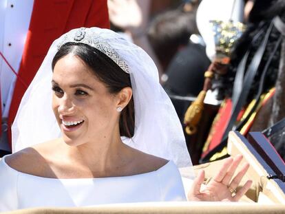 Meghan Markle, após cerimônia de casamento neste sábado.