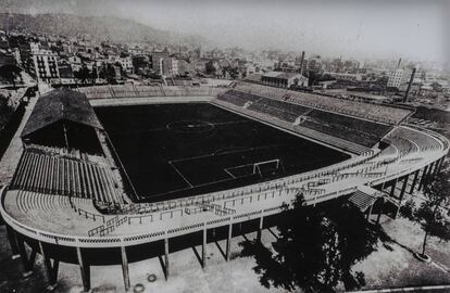 Vista aèria de l'estadi de Les Corts del F.C. Barcelona.