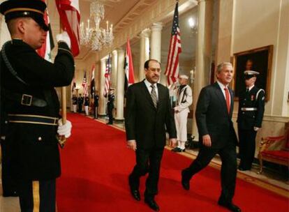 El primer ministro iraquí, Nuri al Maliki, y el presidente estadounidense, George Bush, en la Casa Blanca en julio de 2006.