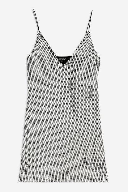 Minivestido metálico de Topshop, por 34 euros.