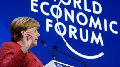 Angela Merkel en una intervención en el Foro de Davos.