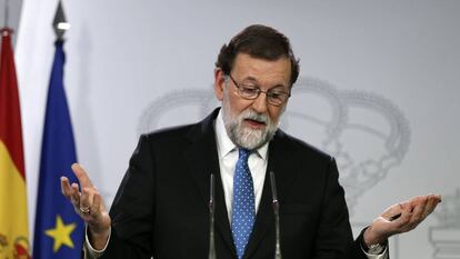 Rajoy durante una rueda de prensa en Moncloa en diciembre. 
