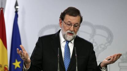 Rajoy durante una rueda de prensa en Moncloa en diciembre.