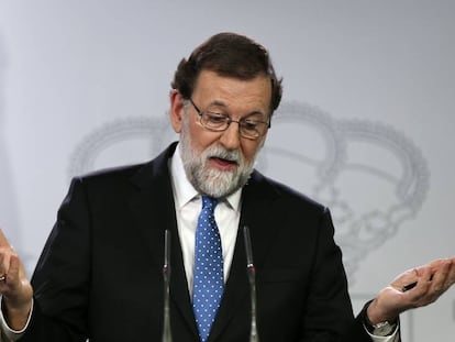 Rajoy durante una rueda de prensa en Moncloa en diciembre. 