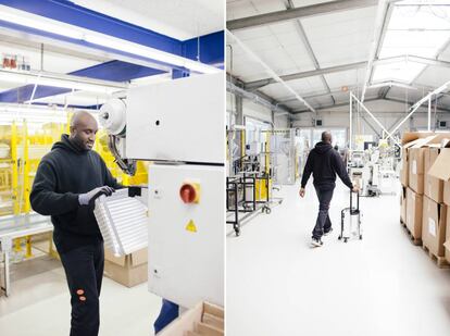 Virgil Abloh en las instalaciones de Rimowa durante el proceso de fabricación de su maleta.