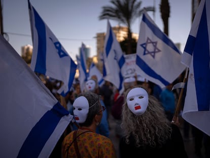 Manifestación en Tel Aviv contra la reforma judicial del Gobierno, el martes.