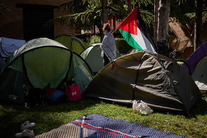 Acampada de estudiantes de la Universidad de Granada en apoyo a Palestina, en el campus de Fuentenueva.