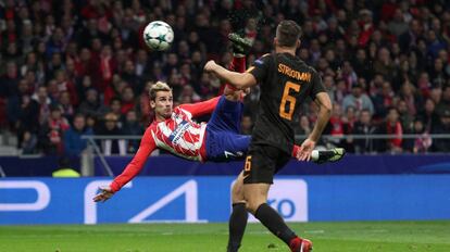 Griezmann marca el primer gol del Atlético ante la Roma.