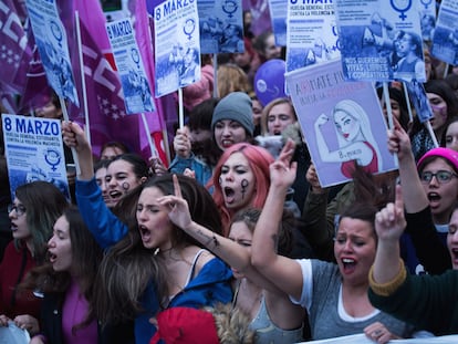 Manifestación del 8 de marzo, Día de la Mujer, en Madrid.