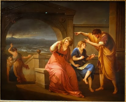 Plinio el Joven y su madre en Misenum durante la erupción del Vesubio, por Angelica Kauffman.