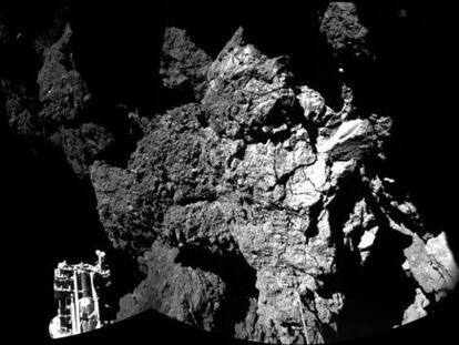 A sonda 'Philae', sobre o cometa 67P/Churyumov-Gerasimenko.