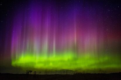 La aurora boreal ilumina el cielo de Korshel, en Minesota (EE UU).