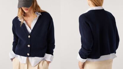 Esta chaqueta corta de ‘cashmere’ es, además, reversible. CLAPAM.