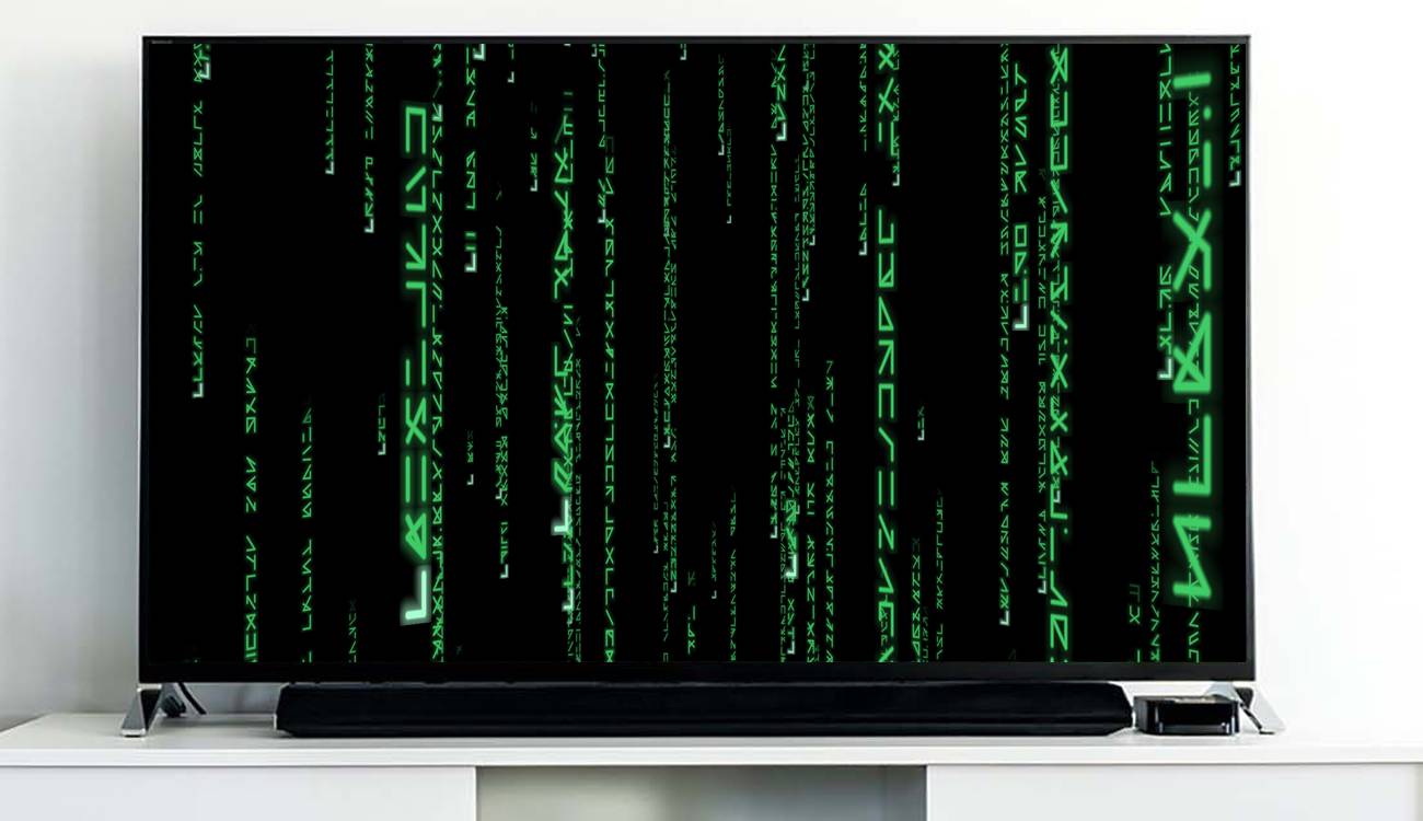Salvapantallas de Matrix en una Smart TV