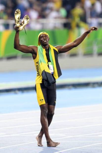 Los potingues y las técnicas de Hans-Wilhelm curaron a Usain una semana antes de Río. A tiempo para celebrar su oro en los 100 metros (en la foto).