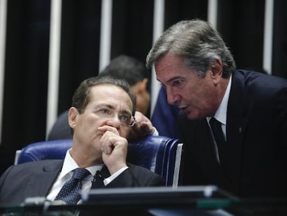 Renan Calheiros e Collor no Senado.