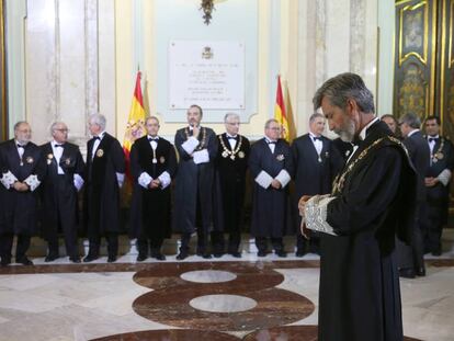 Los miembros del Supremo esperan la llegada del Rey para la apertura del año judicial 2019/2020.