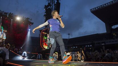 Chris Martin al concert de dijous.