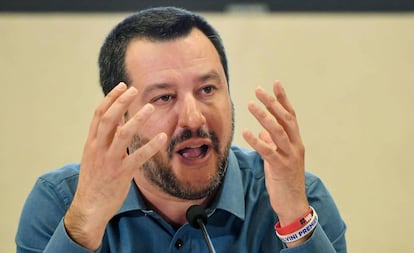 Matteo Salvini, este miércoles durante una rueda de prensa en Roma.