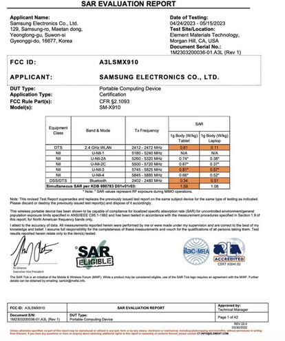 Samsung Galaxy Tab S9 Ultra FCC