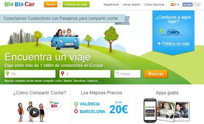 Web de la p&aacute;gina Blablacar