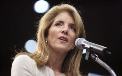 Caroline Kennedy, durante un discurso de apoyo al entonces candidato a la presidencia, Barack Obama, en 2008.