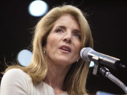 Caroline Kennedy, durante un discurso de apoyo al entonces candidato a la presidencia, Barack Obama, en 2008.