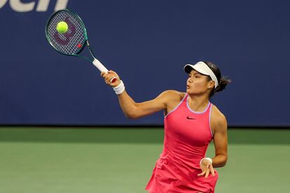 Raducanu, durante un partido en Flushing Meadows.