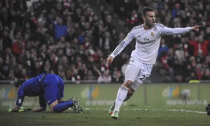 Jesé celebra el tanto del Madrid.