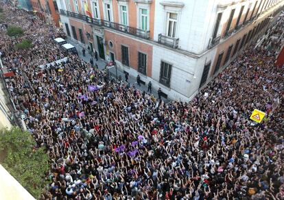 Concentración frente al Ministerio de Justicia en Madrid para protestar por el fallo sobre el juicio a la Manada en Pamplona.
 