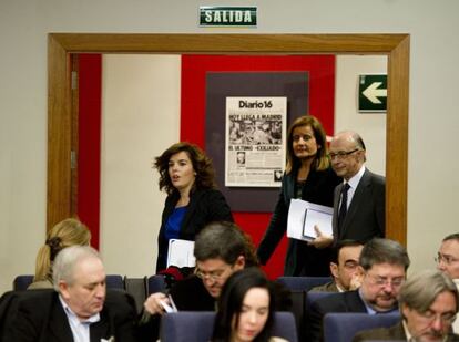 Los ministros comparecen tras el Consejo de Ministros.