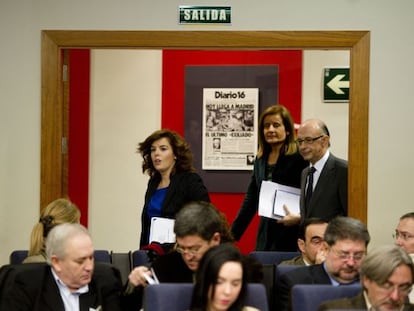 Los ministros comparecen tras el Consejo de Ministros.