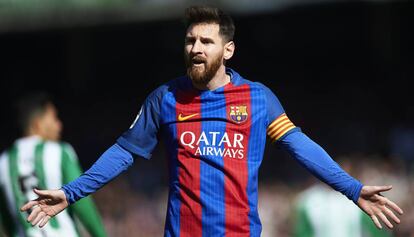 Messi, este domingo, frente al Betis.