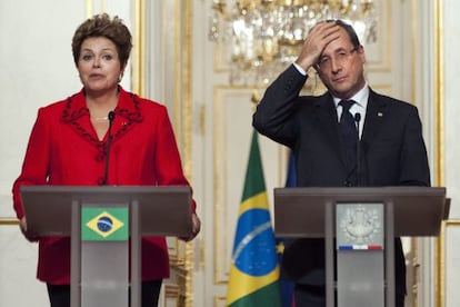 Los presidentes Rousseff y Hollande, este martes en París.