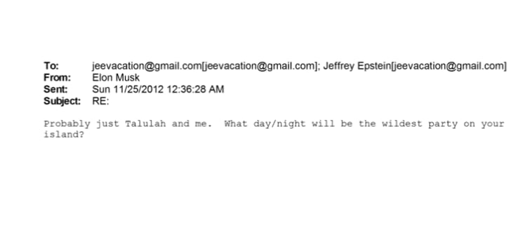 Un intercambio de correos entre Elon Musk y Jeffrey Epstein, en noviembre de 2012.