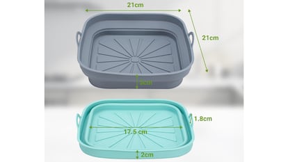 Estos moldes de silicona para 'airfryer' se pliegan y almacenan fácilmente.