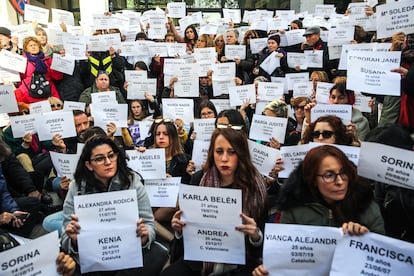 Fotografía de archivo de una concentración frente al Ayuntamiento de Madrid en contra de la violencia machista.