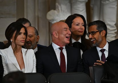 Jeff Bezos and Sundar Pichai at the inauguration of Donald Trump on January 20 at the U.S. Capitol.