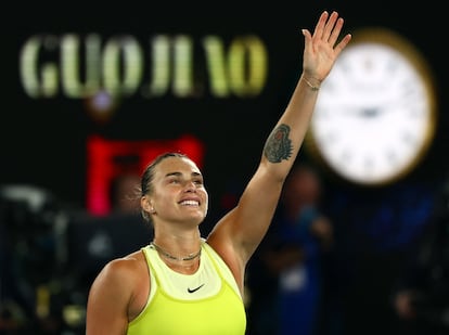 Sabalenka celebra su pase a la final en el Open de Australia. 