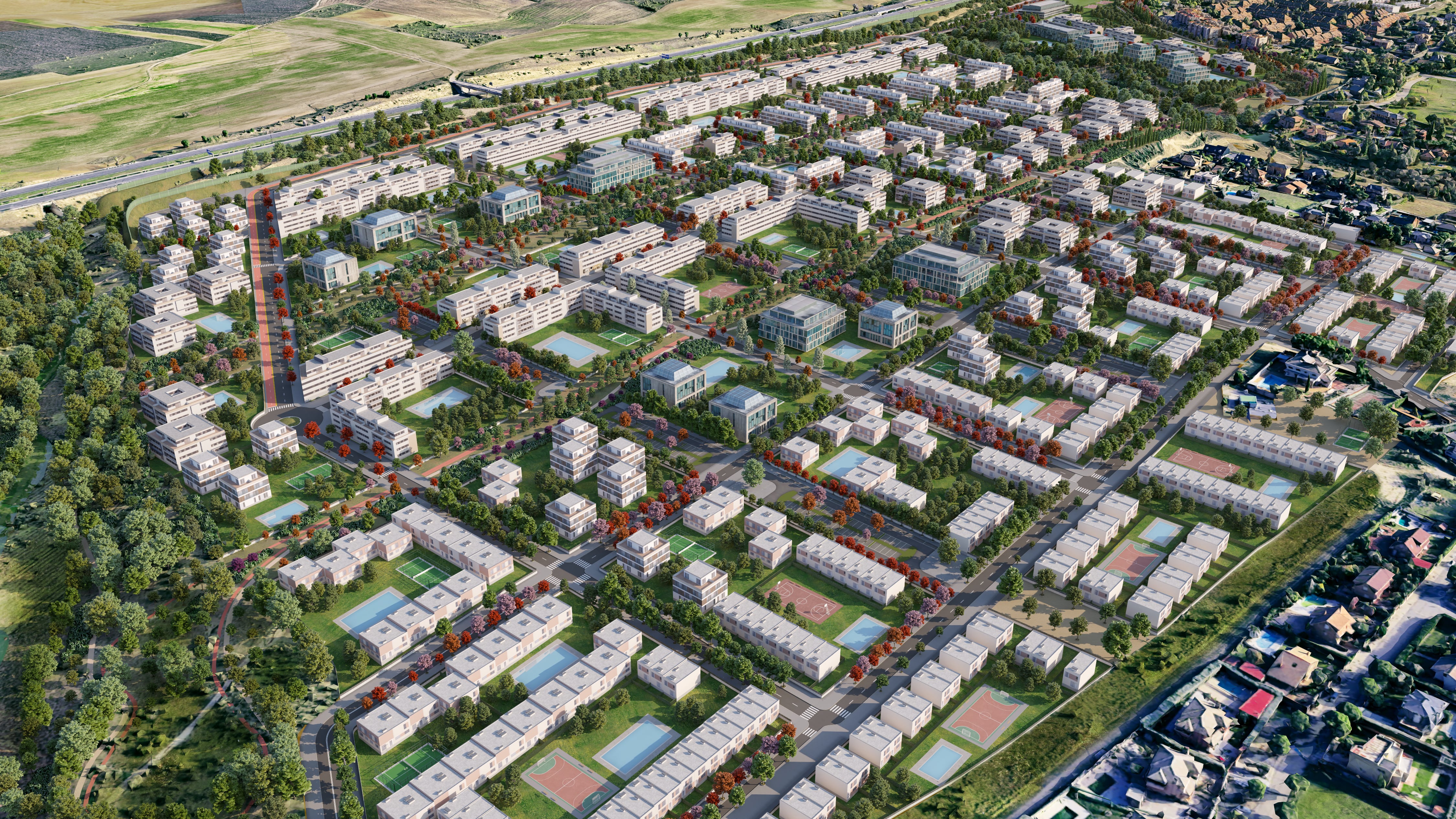 Recreación del futuro barrio de Retamar de la Huerta en Alcorcón (Madrid), en una imagen cedida.