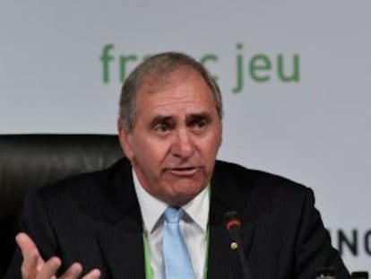John Fahey, presidente de la AMA, durante la rueda de prensa
