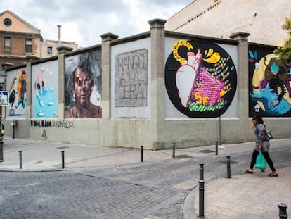 Grafitis en Tabacalera, resultado de la primera edición de 'Muros de Tabacalera'.