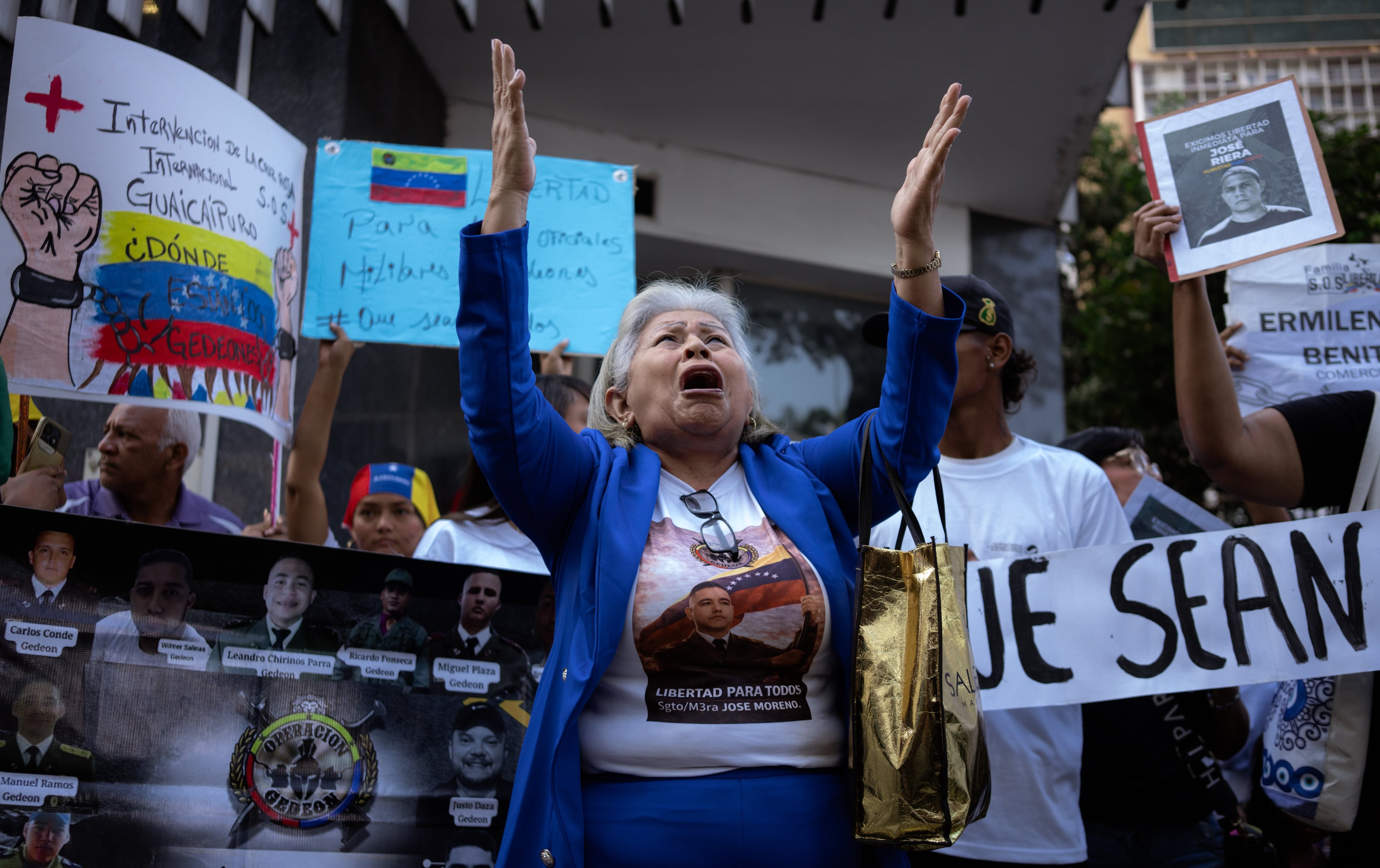 Protesta de familiares de presos políticos en Caracas, el 10 de febrero.