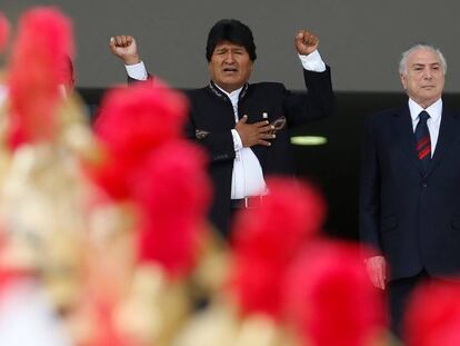 Evo Morales e Michel Temer, no Palácio do Planalto.