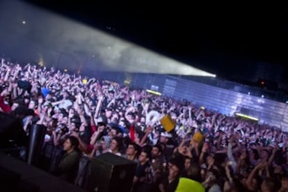 Interior del pabellón Madrid Arena durante la fiesta de Halloween.