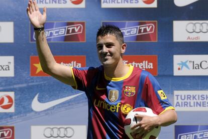 David Villa, el día de su presentación con el Barcelona.