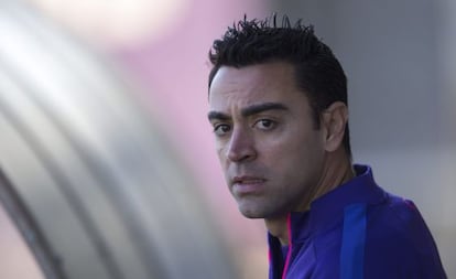 Xavi, durant un entrenament d'aquesta setmana.