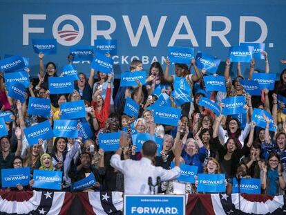 Obama, durante su mitin en Virginia.