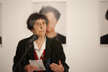 Esther Ferrer, durante la presentación de su exposición en Valencia.