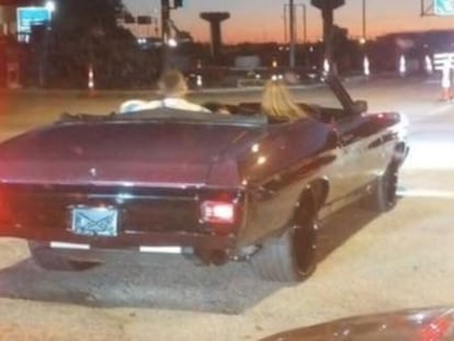 Travis Kelce and Taylor Swift leaving the Kansas City Chiefs' stadium.